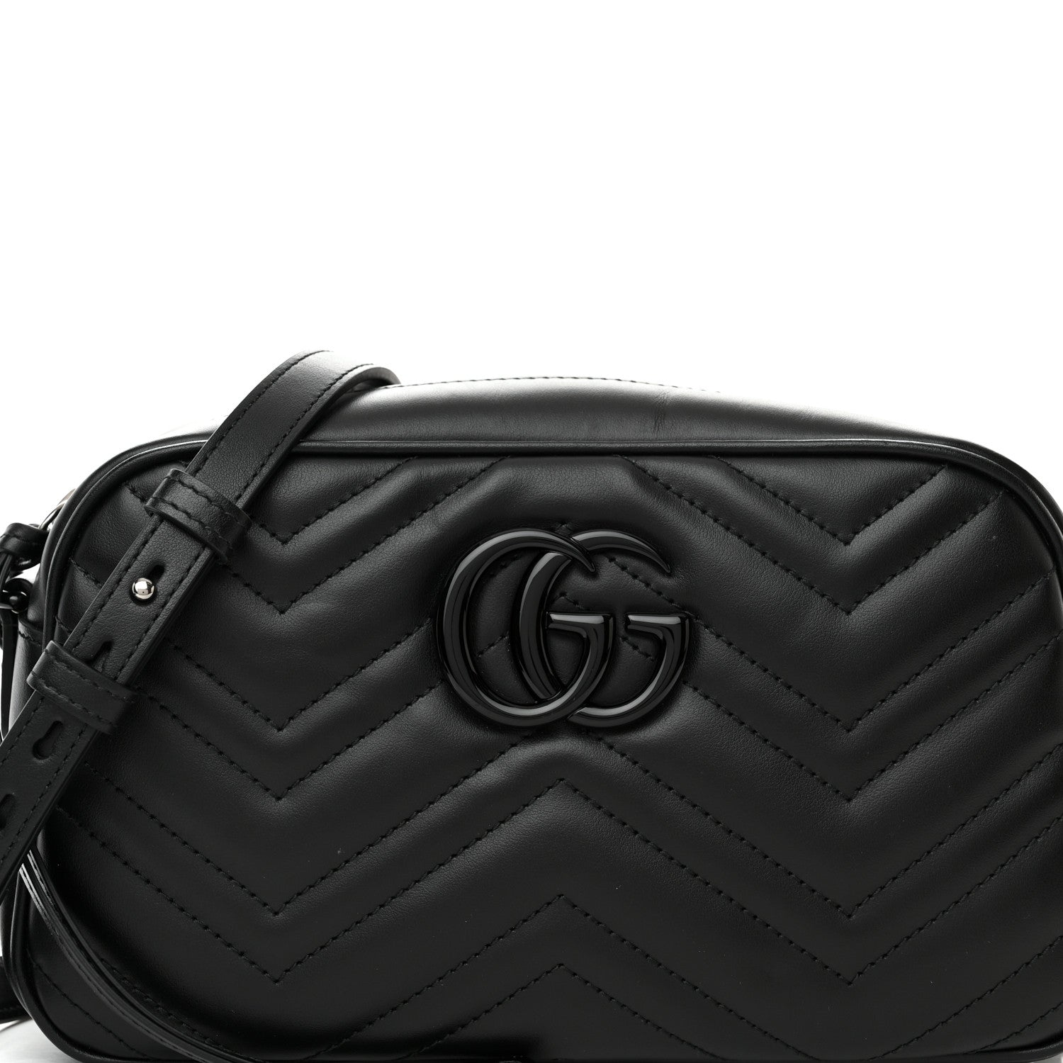 Gucci Calfskin Matelasse Monochrome Small GG Marmont Chain Shoulder Bag Black 8 of 13