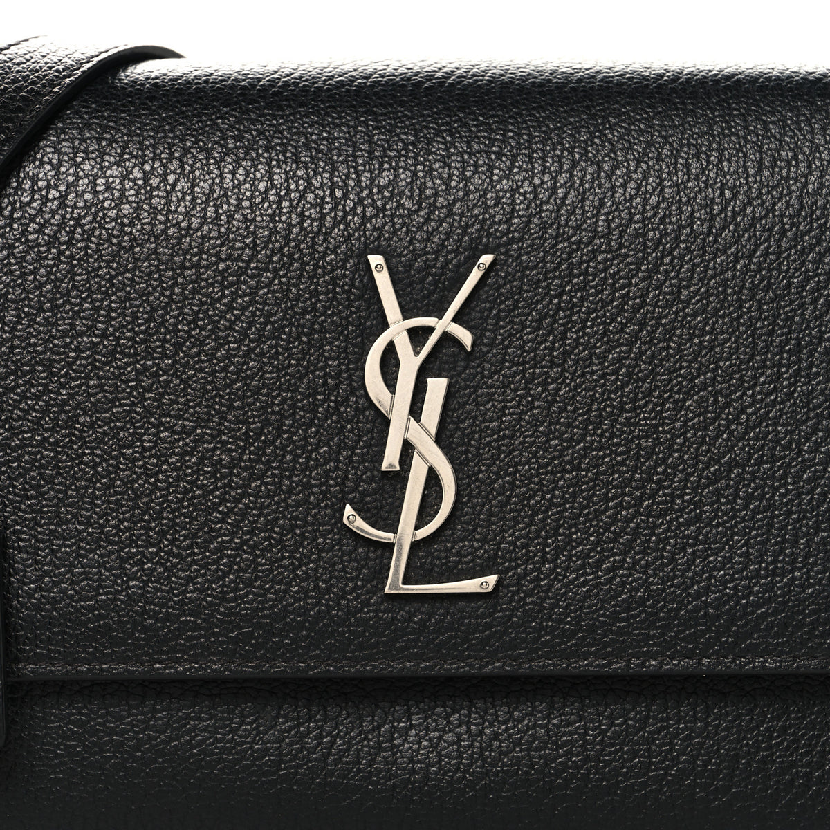 Grained Calfskin Medium Monogram Sunset Satchel Black