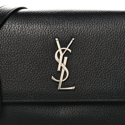 Saint Laurent Grained Calfskin Medium Monogram Sunset Satchel Black 7 of 9