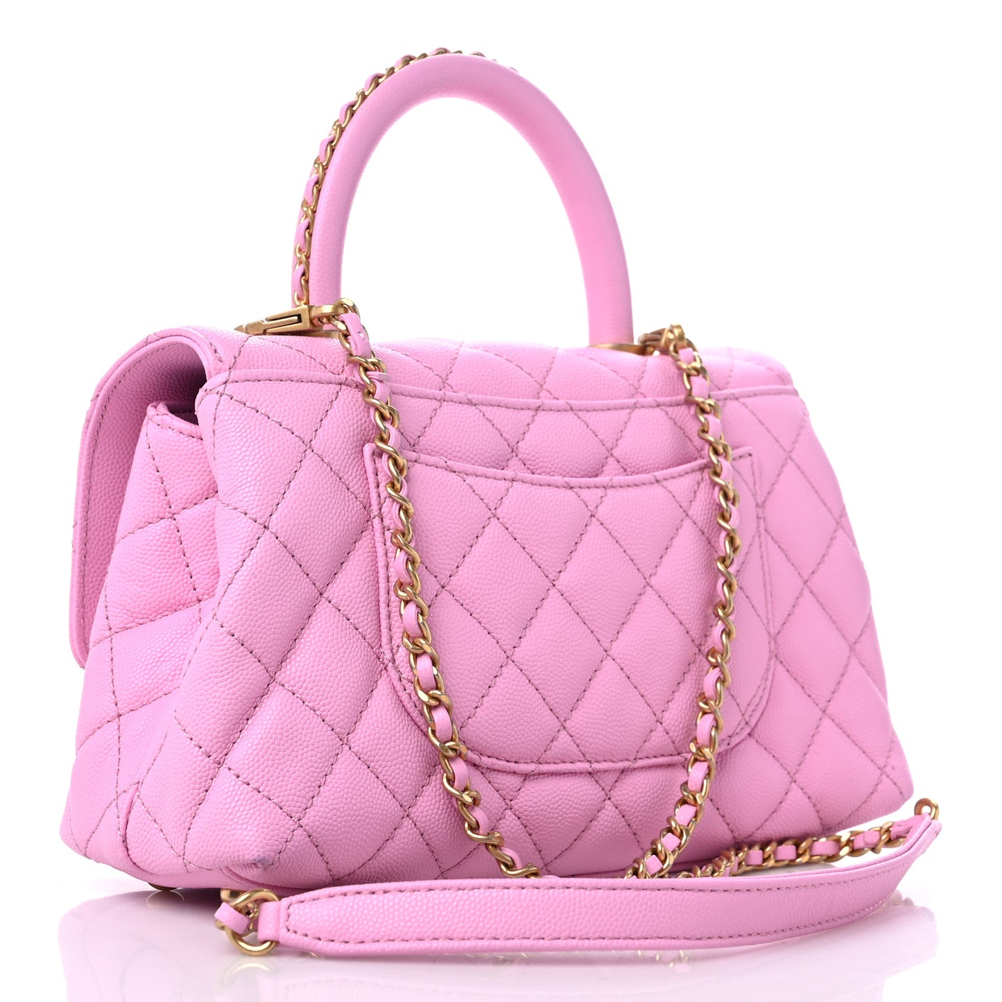 Caviar Quilted Mini Coco Chain Handle Flap Pink