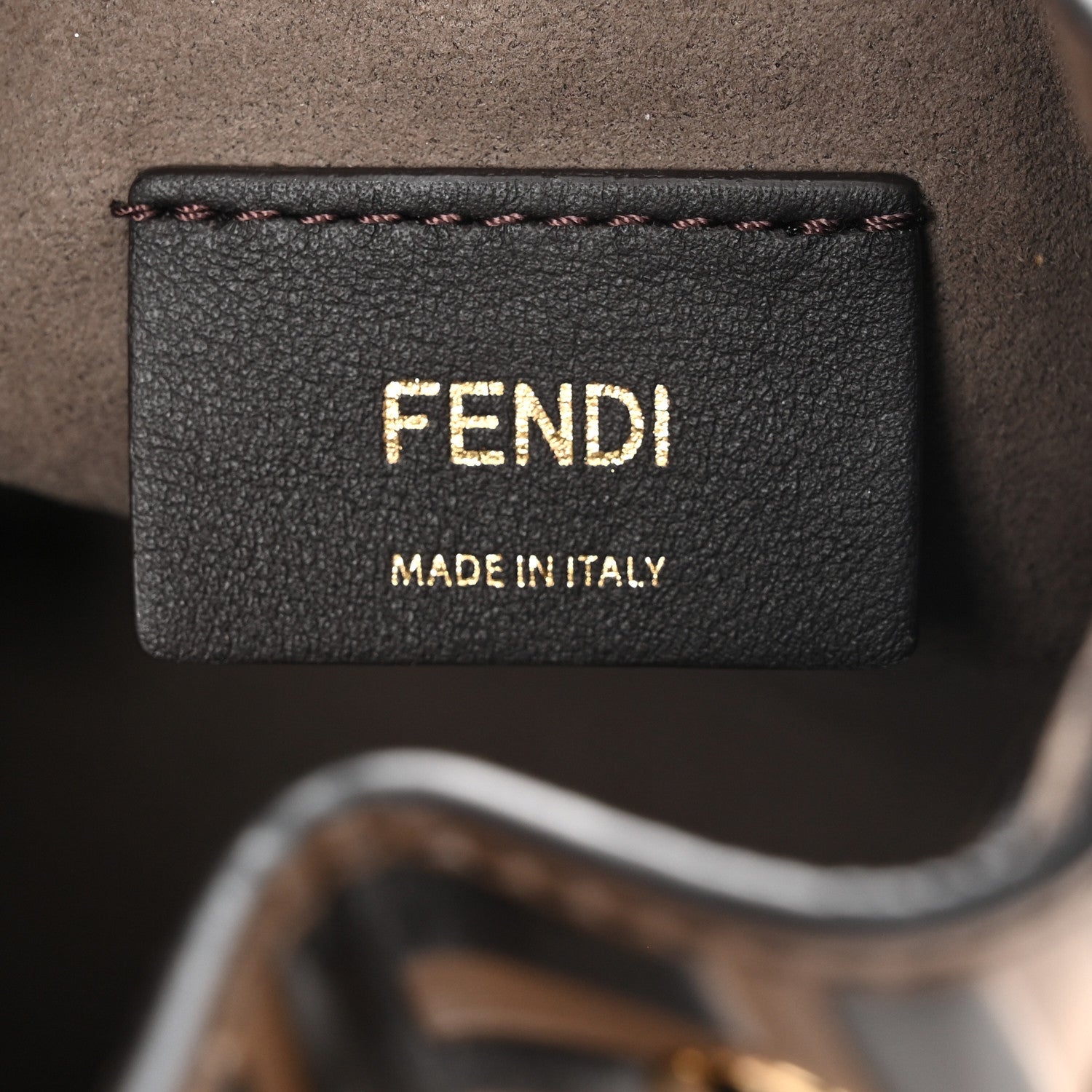 Fendi Vitello Liberty F is Fendi Bi-Color FF 1974 Embossed Mini Mon Tresor Bucket Bag Maya Black 6 of 10