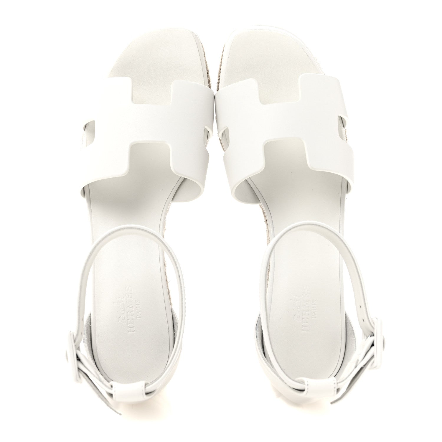 Hermes Goatskin Elda Espadrille Wedge Sandals 36 White 2 of 9
