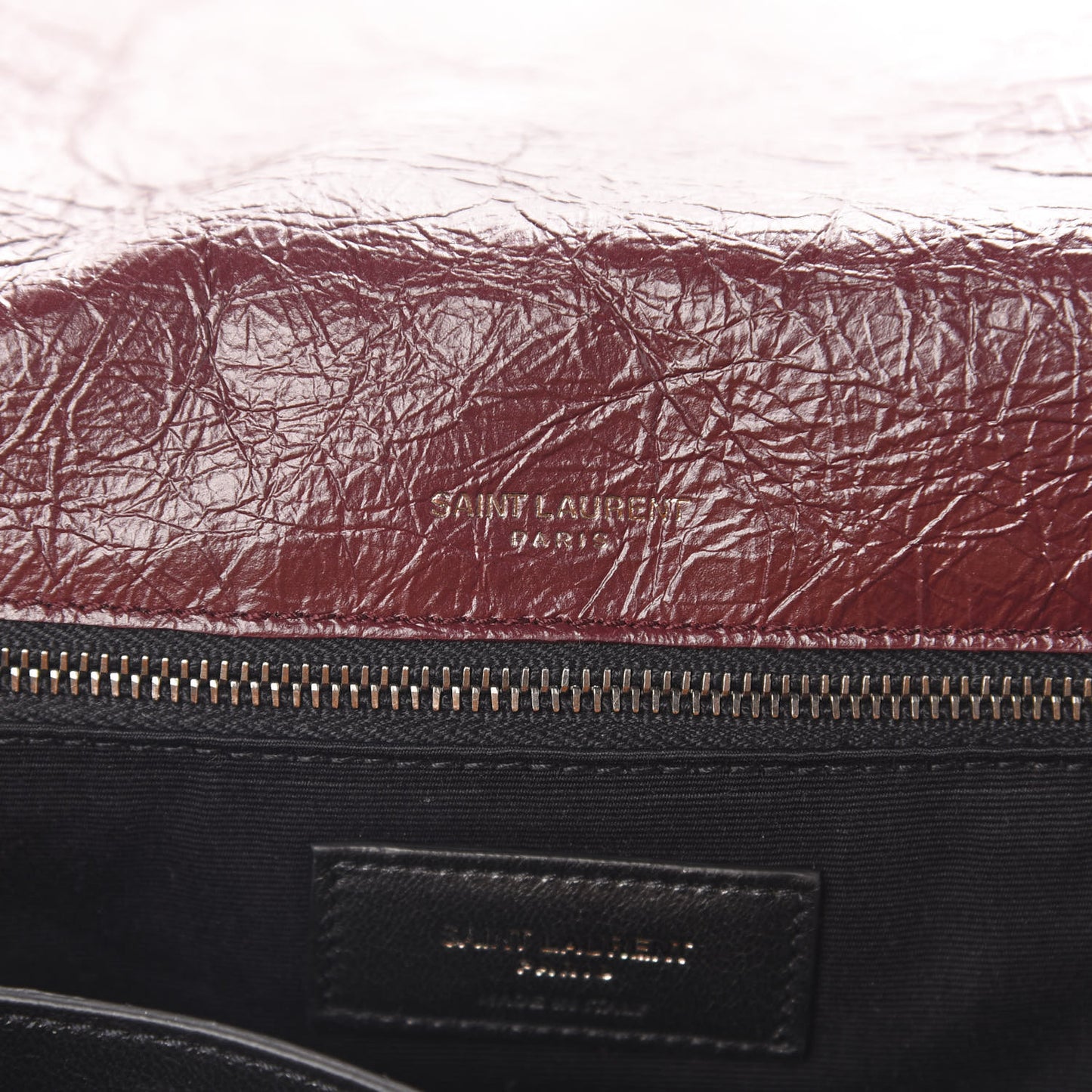 Crinkled Calfskin Matelasse Monogram Medium Niki Chain Satchel Burgundy