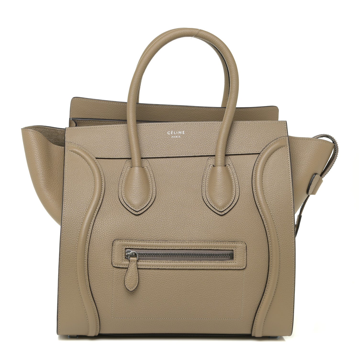 Celine Drummed Calfskin Mini Luggage Taupe 1 of 13