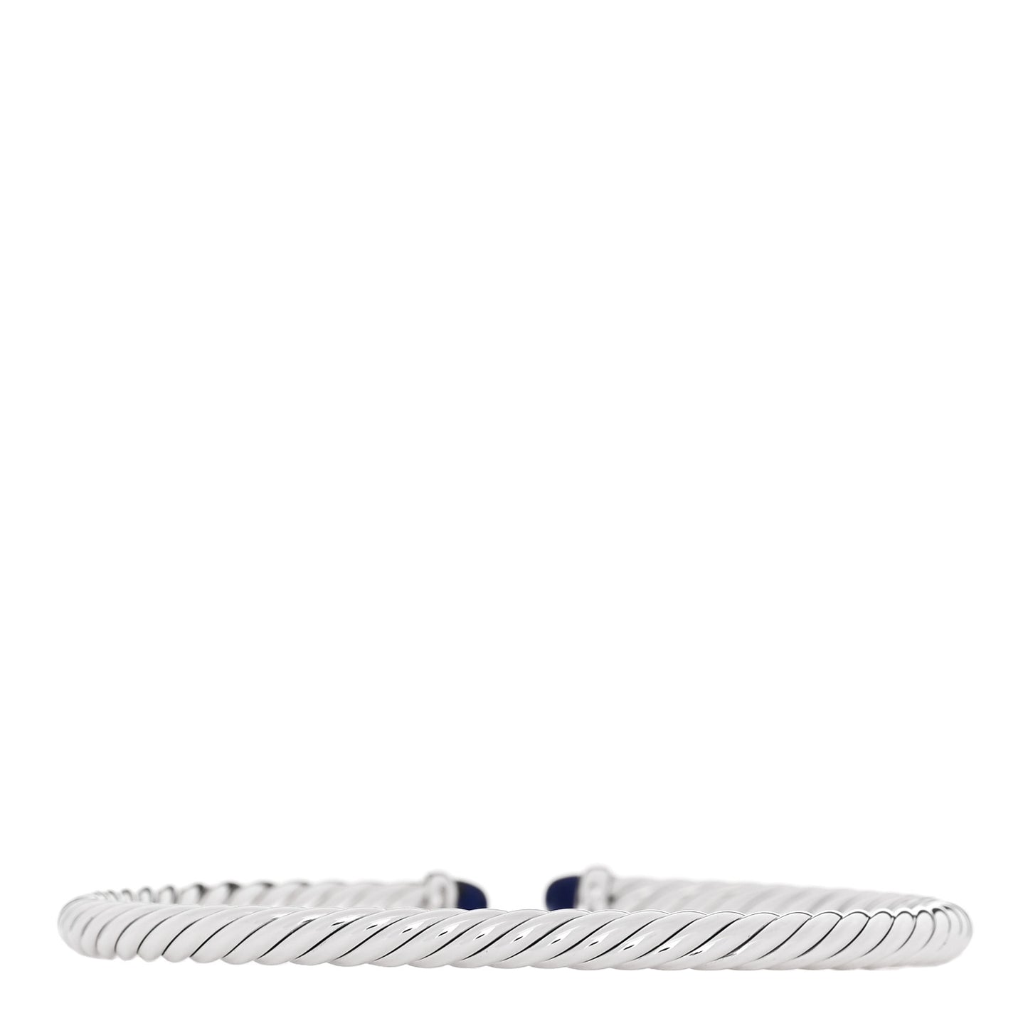Sterling Silver 14K Yellow Gold Lapis Lazuli 4mm Cable Flex Bracelet