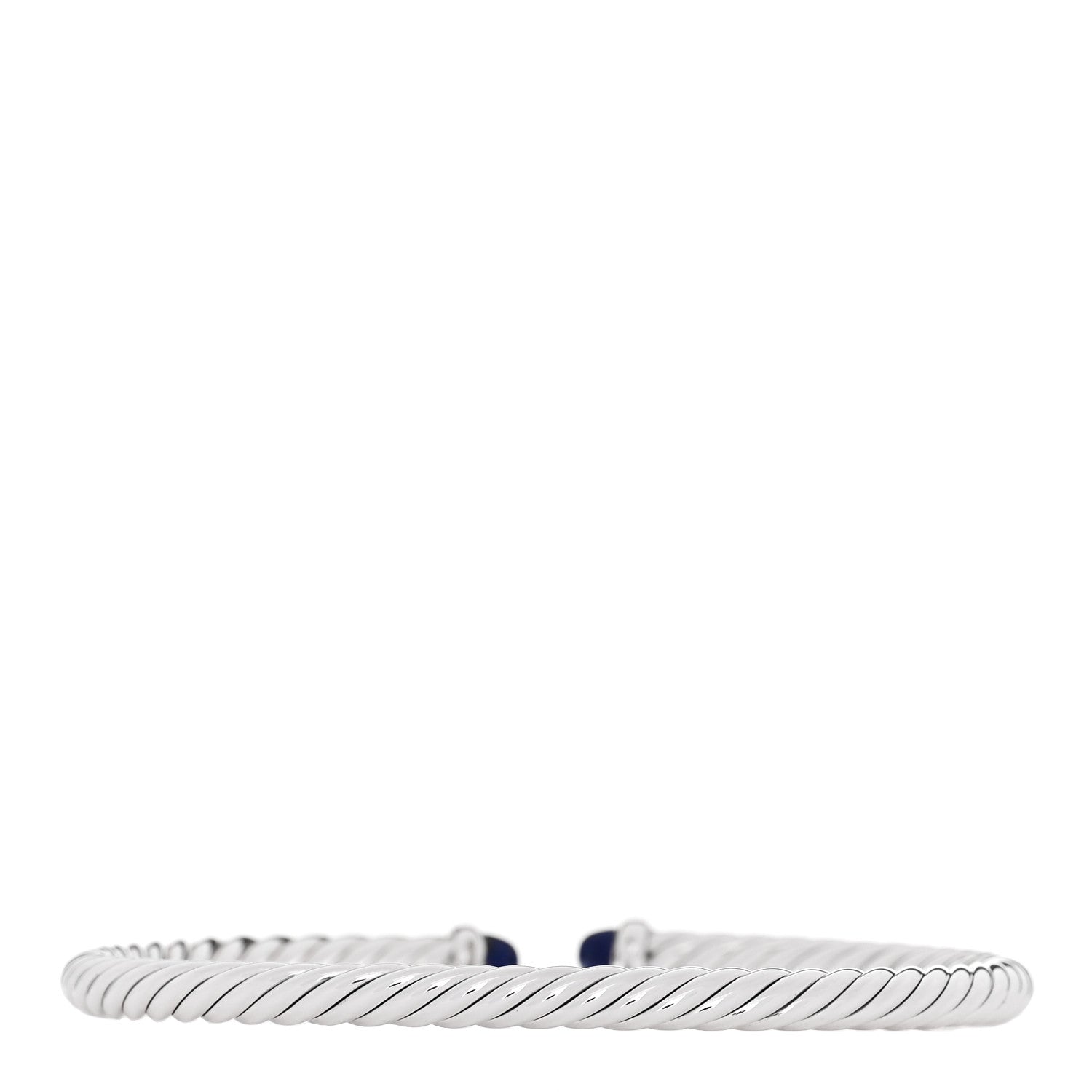 David Yurman Sterling Silver 14K Yellow Gold Lapis Lazuli 4mm Cable Flex Bracelet 2 of 3