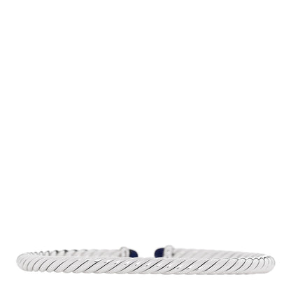 David Yurman Sterling Silver 14K Yellow Gold Lapis Lazuli 4mm Cable Flex Bracelet 2 of 3