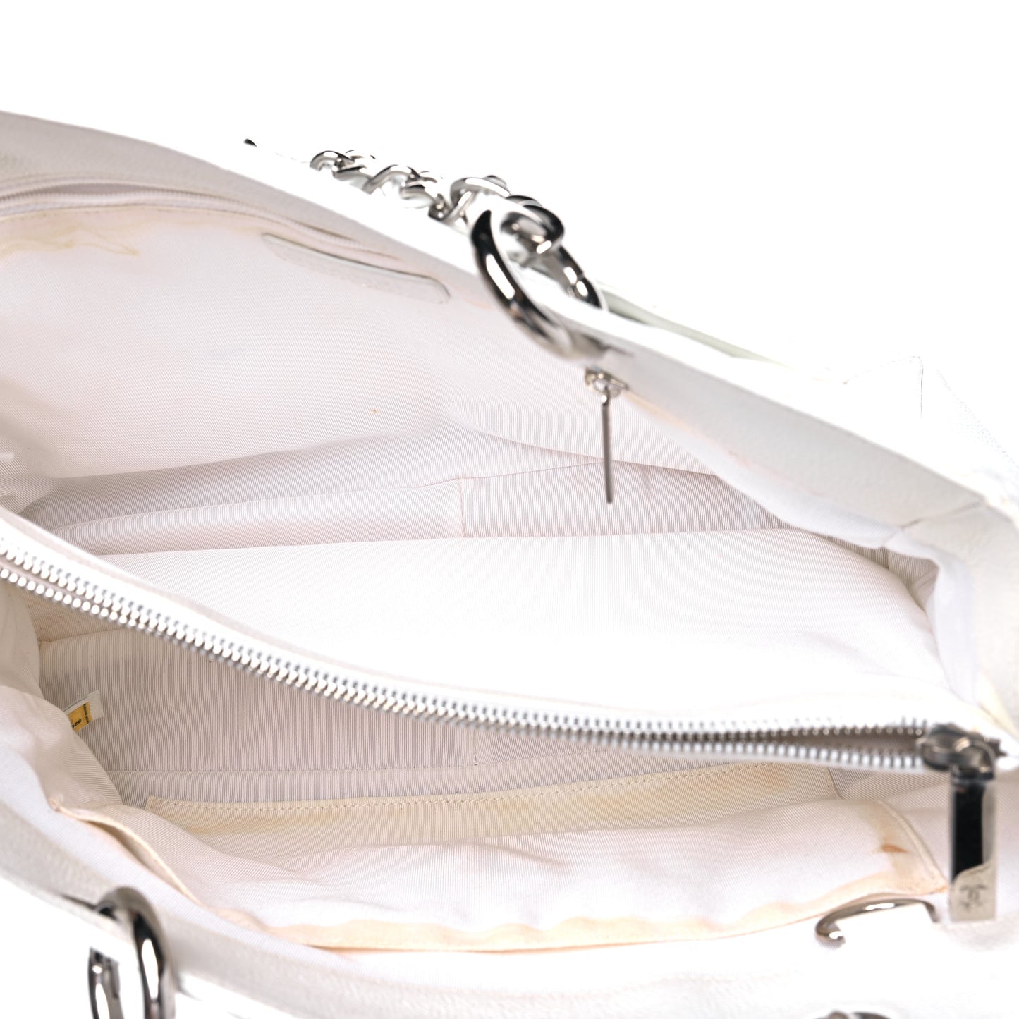 Caviar Quilted Grand Shopping Tote GST White