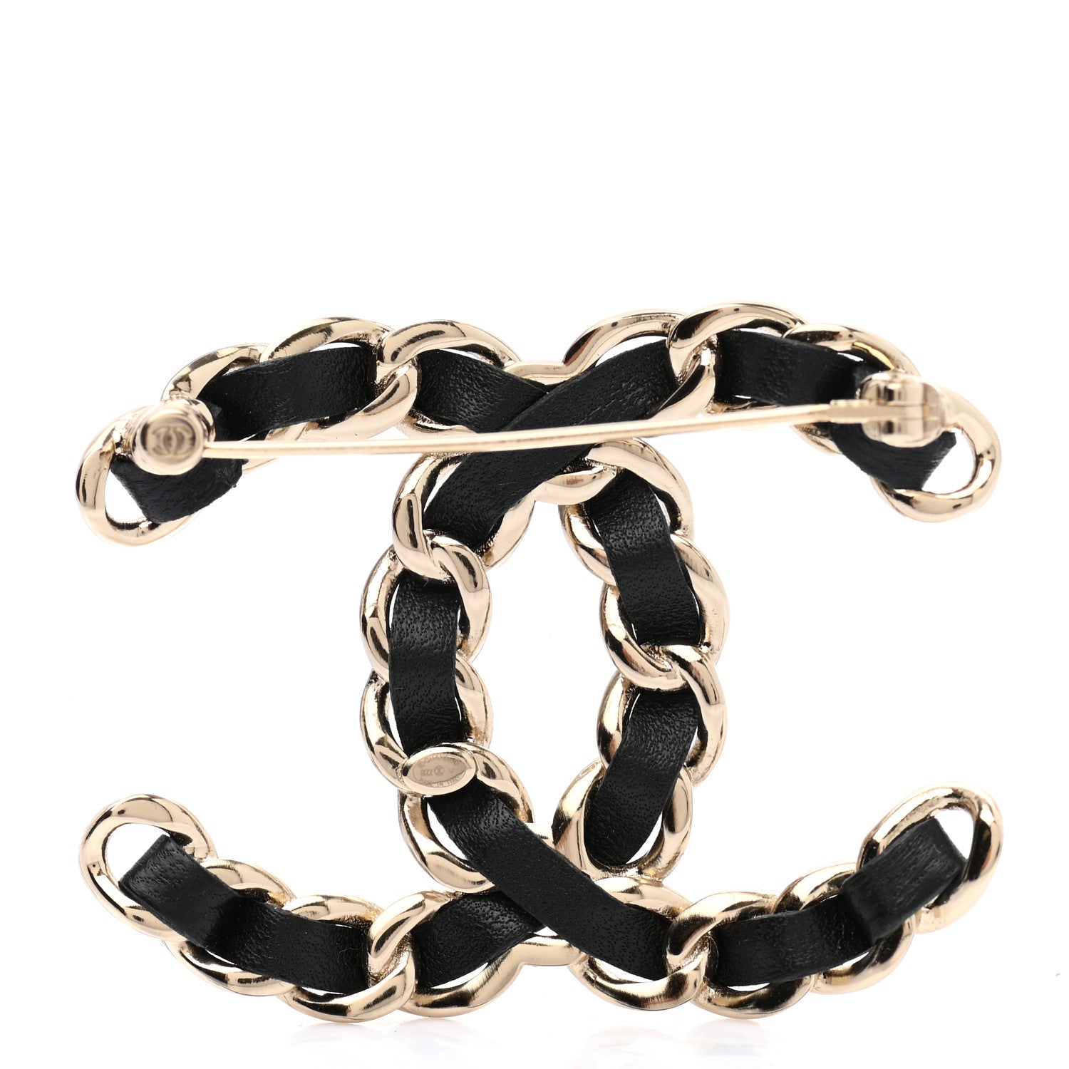 Chanel Lambskin Chain CC Brooch Black Gold 7 of 10
