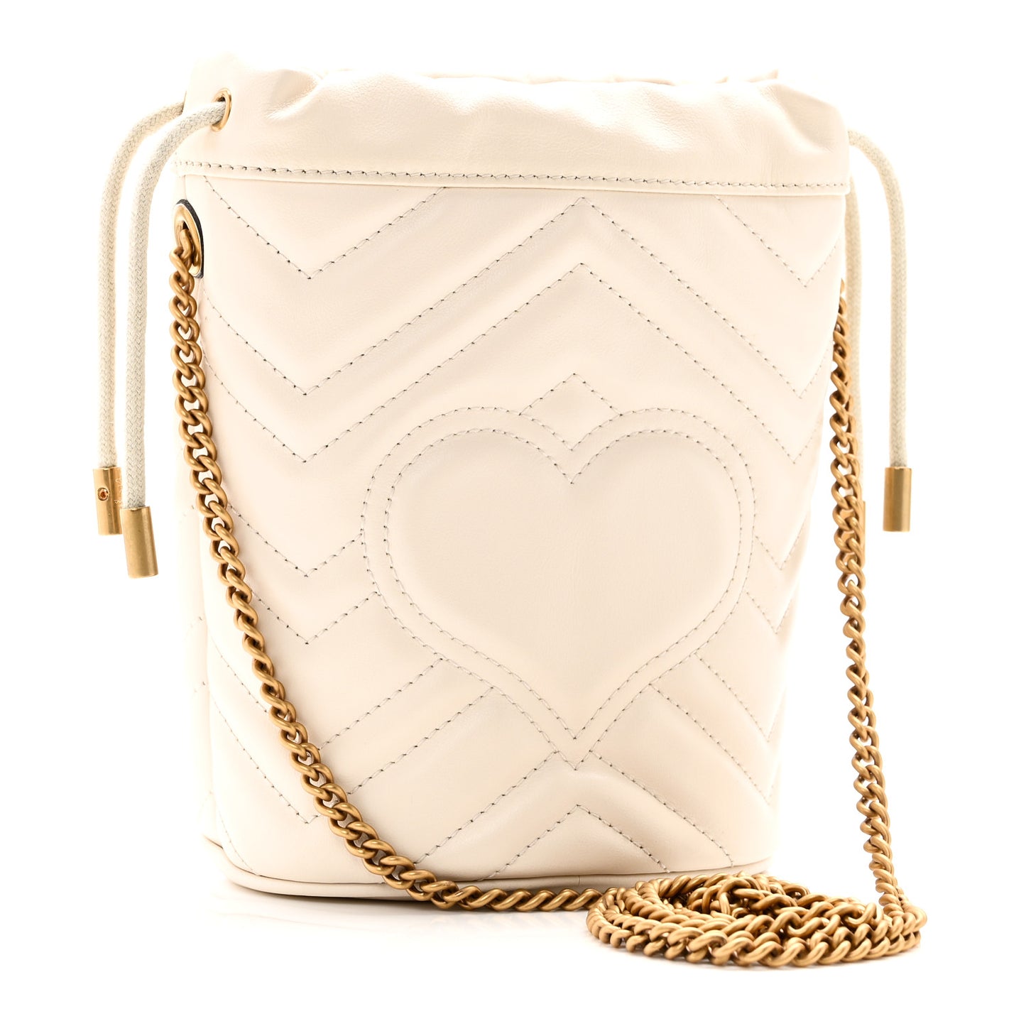 Calfskin Matelasse Mini GG Marmont 2.0 Bucket Bag White