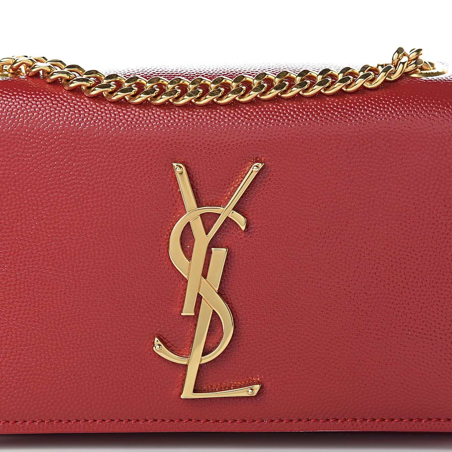 Saint Laurent Grain De Poudre Small Monogram Kate Satchel Red 12 of 12