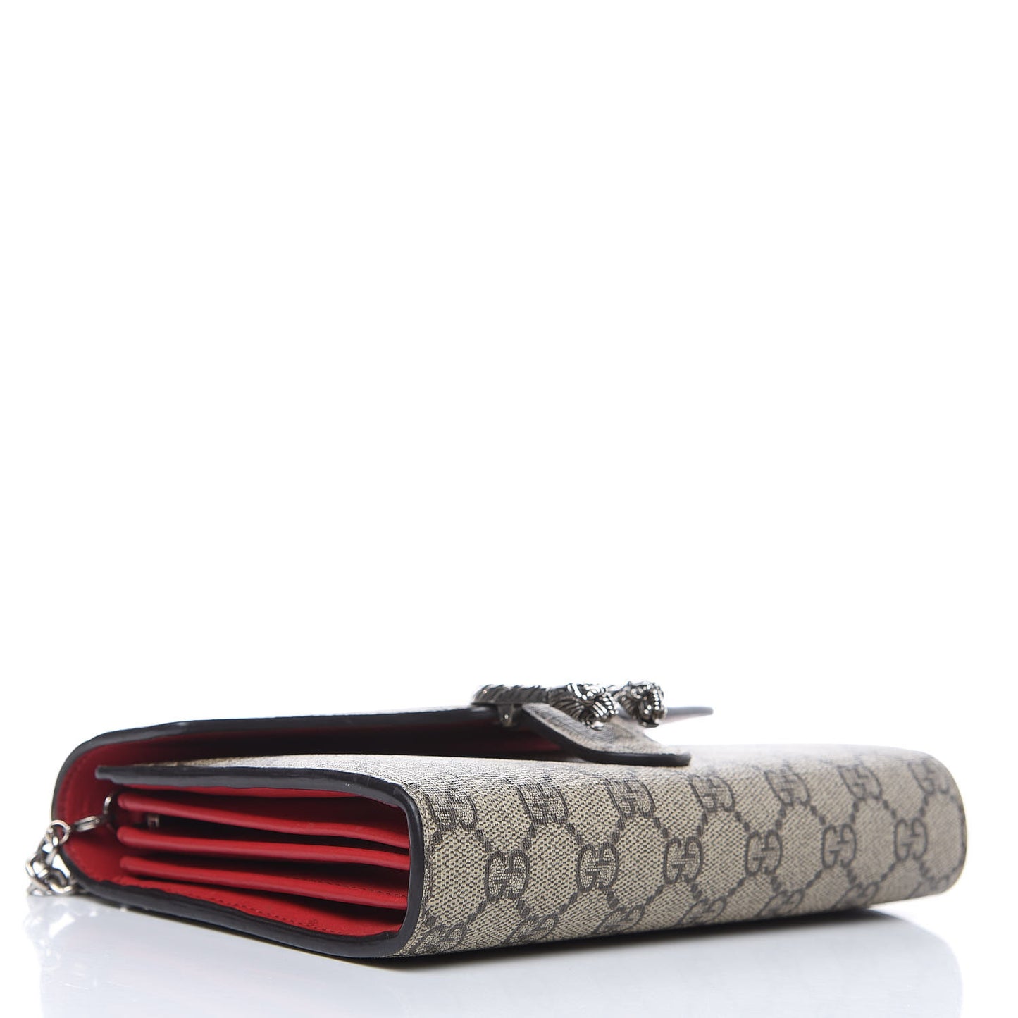 GG Supreme Monogram Mini Dionysus Chain Wallet Beige Vulcanic Red
