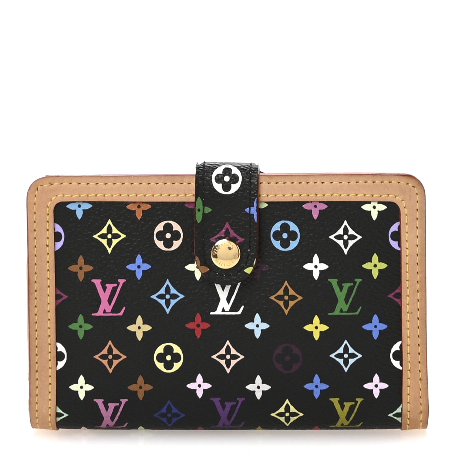 Louis Vuitton Monogram Multicolor French Purse Wallet Black 1 of 8