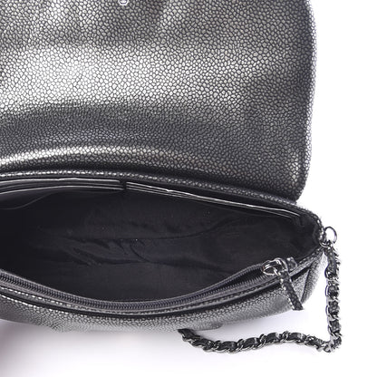 Chanel Metallic Caviar Half Moon Wallet On Chain WOC Dark Silver 4 of 12