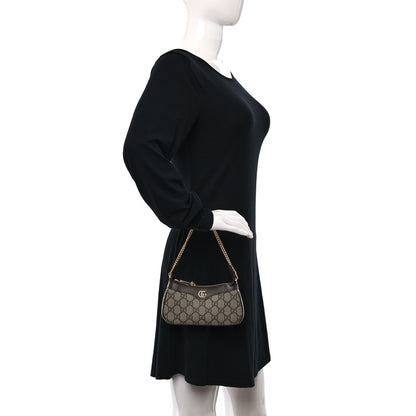 Gucci GG Supreme Monogram Textured Dollar Calfskin Mini Ophidia Chain Bag Beige Ebony 2 of 11