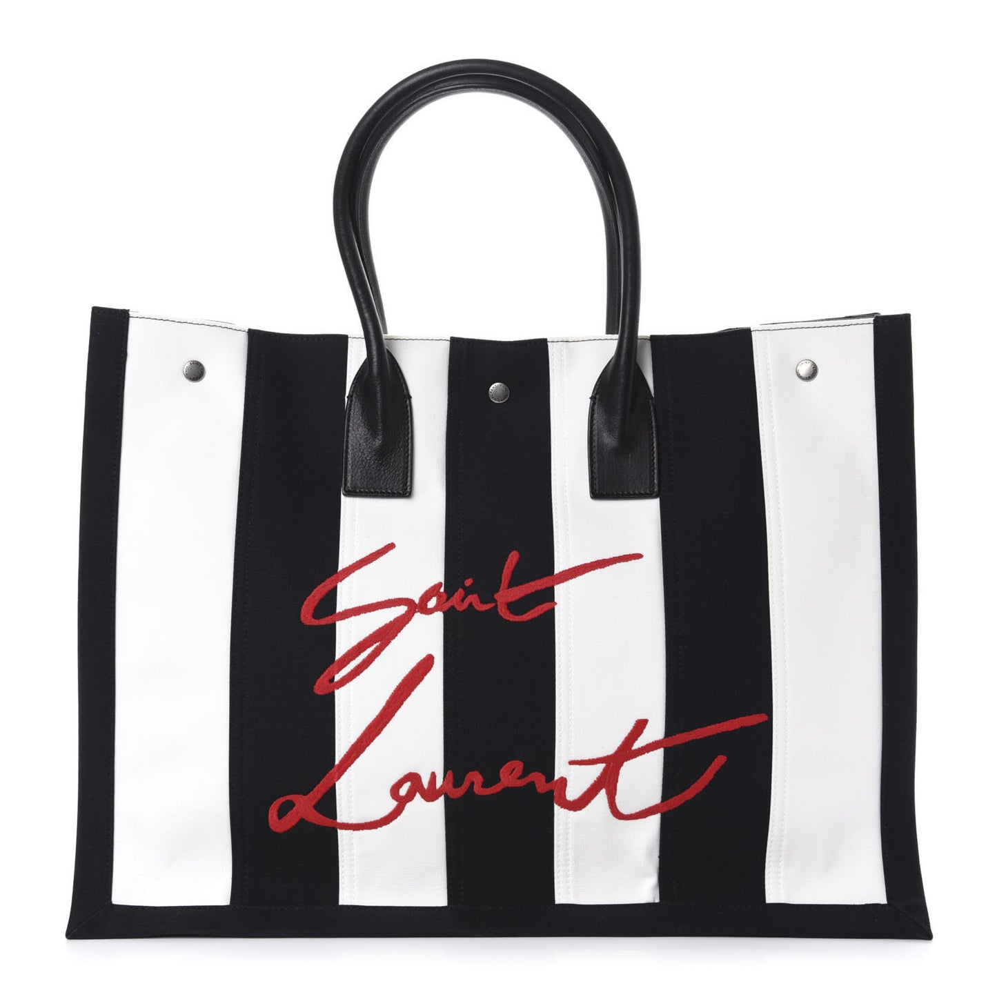 Canvas Noe Striped Tote Black White