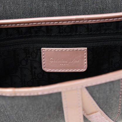 Christian Dior Patent Denim Jeans Saddle Bag Grey Pink 6 of 10