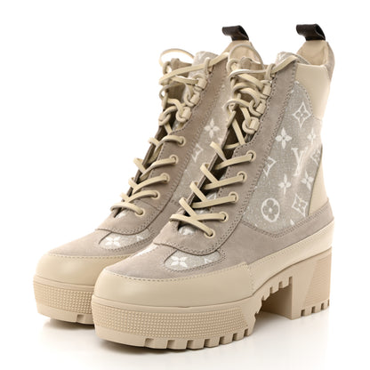 Louis Vuitton Suede Calfskin Laureate Platform Desert Boots 39 Taupe 3 of 8