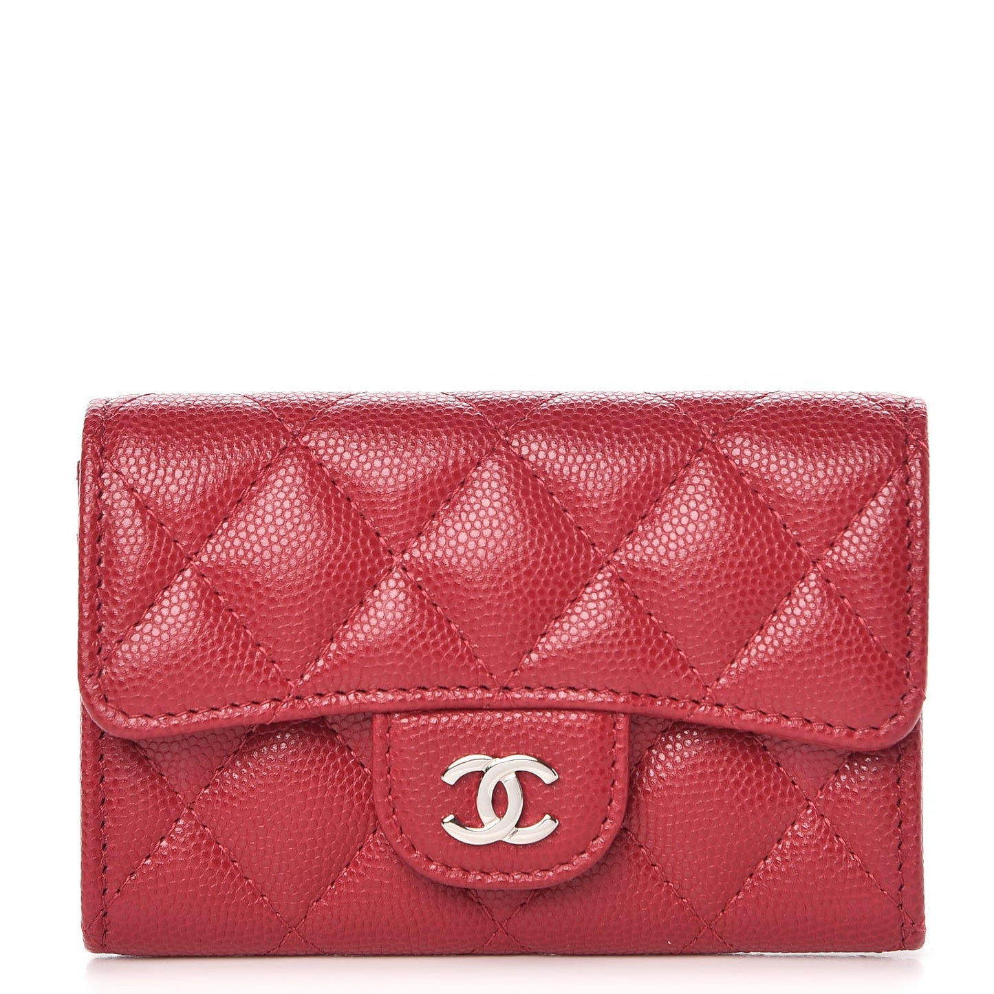 Caviar Quilted Flap Card Holder Pink