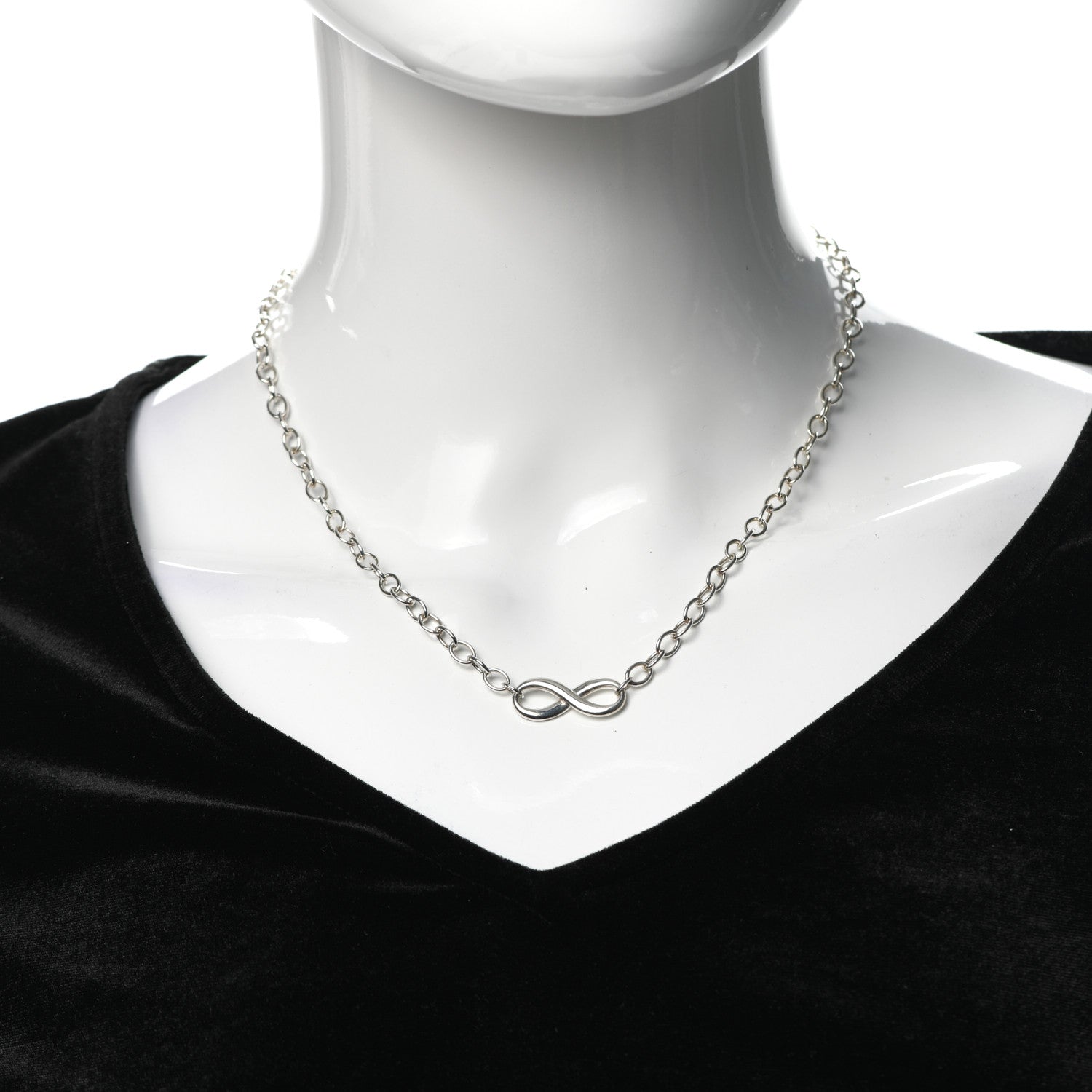 Tiffany Sterling Silver Narrow Infinity Link Necklace 2 of 5