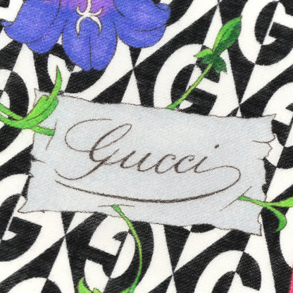 Gucci Silk Rhombus Flora Scarf Black Multicolor 2 of 8