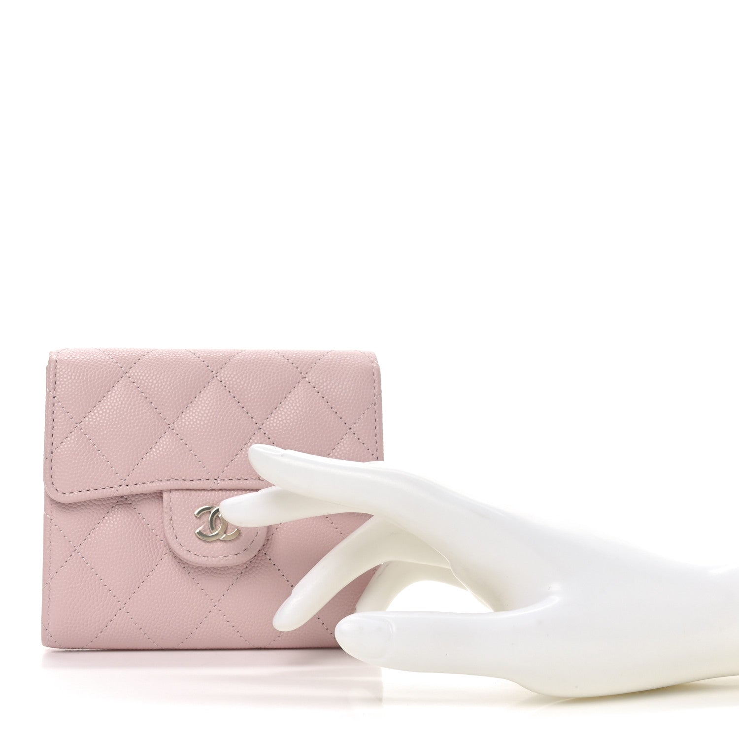 Chanel Caviar Quilted Compact Flap Wallet Light Pink 2 of 9