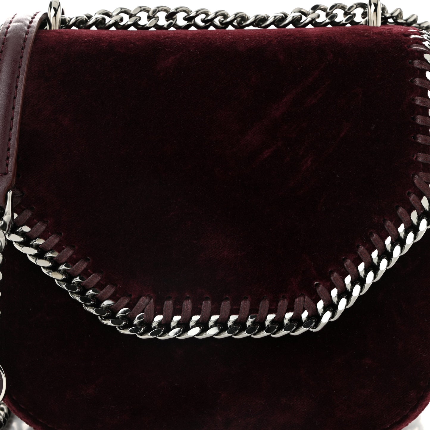 Velvet Mini Falabella Box Shoulder Bag Burgundy