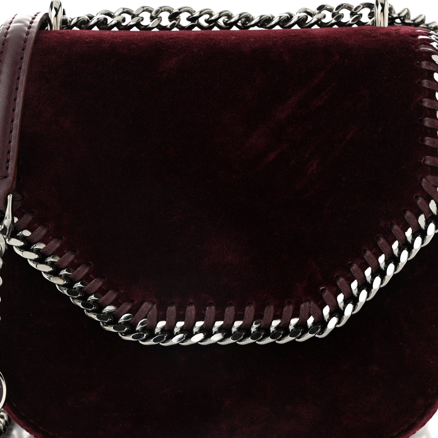 Stella McCartney Velvet Mini Falabella Box Shoulder Bag Burgundy 6 of 8