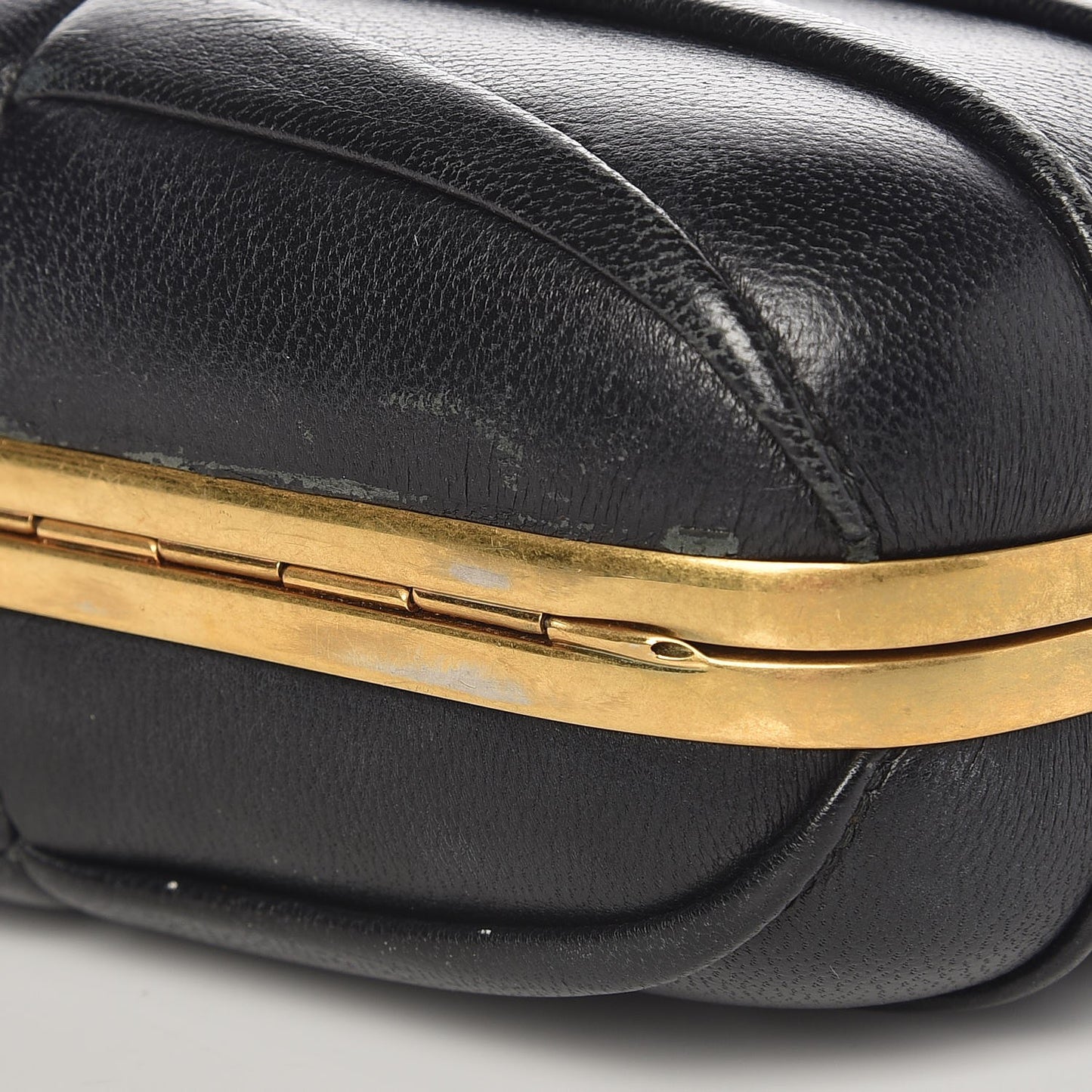 Lambskin Pleated Skull Box Clutch Black