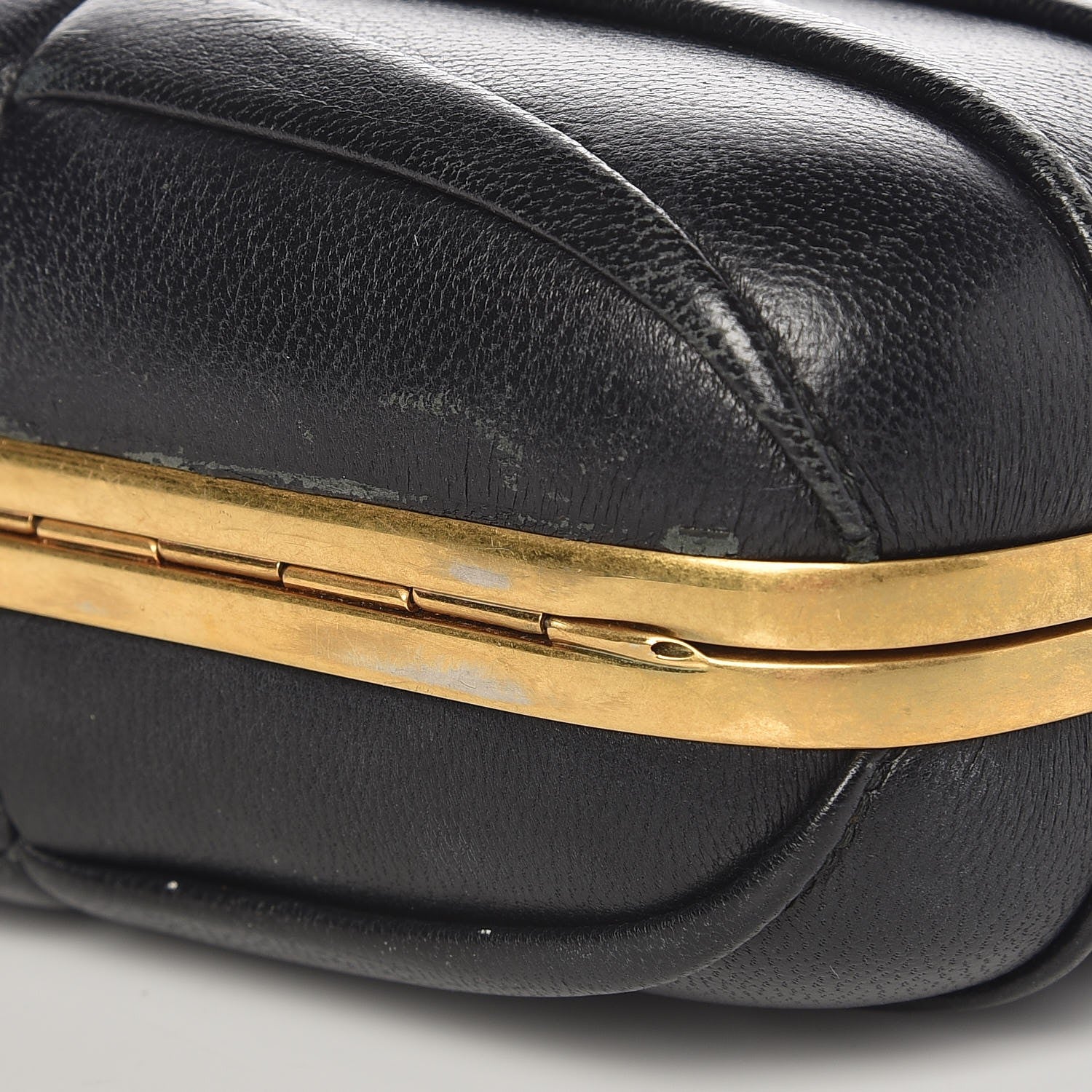 Alexander McQueen Lambskin Pleated Skull Box Clutch Black 6 of 10
