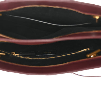 Saint Laurent Grain de Poudre Matelasse Chevron Medium Tribeca Shopping Bag Rouge Legion 5 of 10