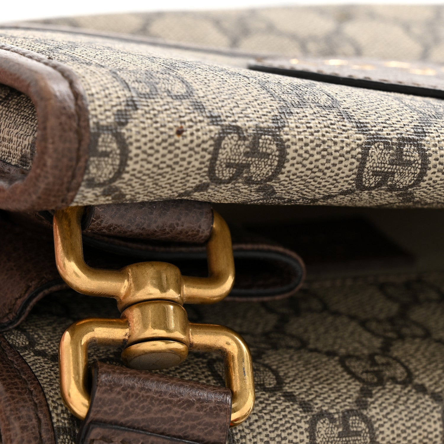 Gucci GG Supreme Monogram Web Small Neo Vintage Double Flap Messenger Bag Beige New Acero 12 of 12