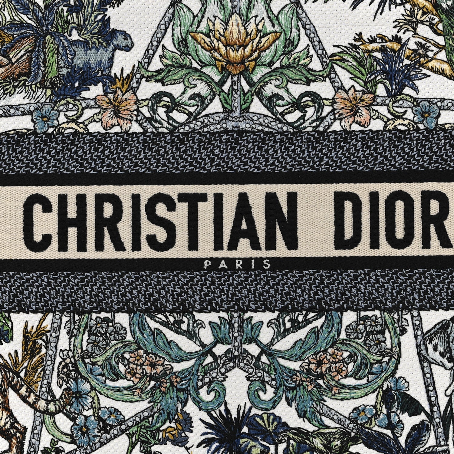 Christian Dior Canvas Embroidered Medium Etoile de Voyage Book Tote White Multicolor 7 of 9