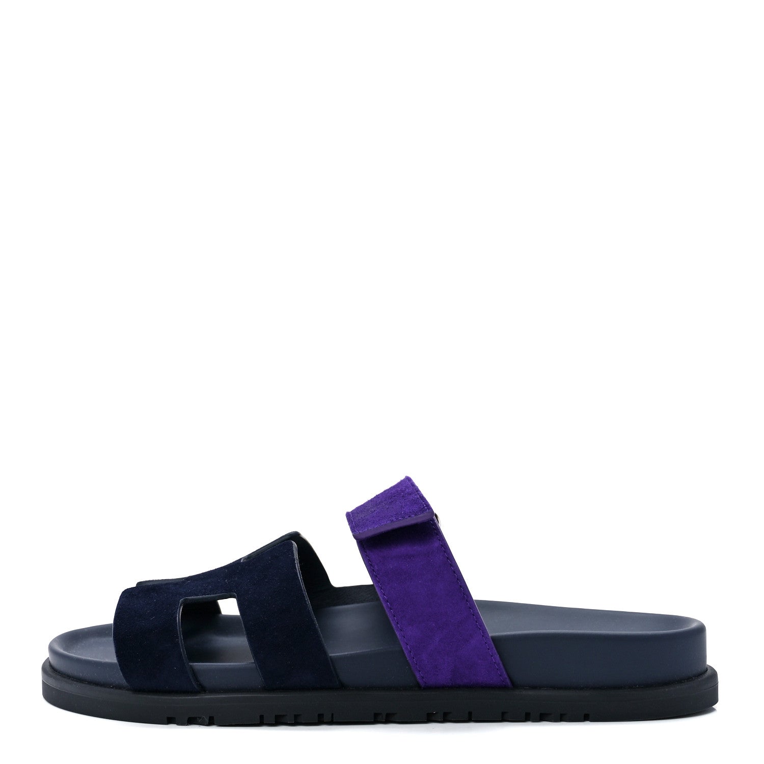 Hermes Suede Goatskin Womens Chypre Sandals 38.5 Marine Violet Majorette 1 of 10