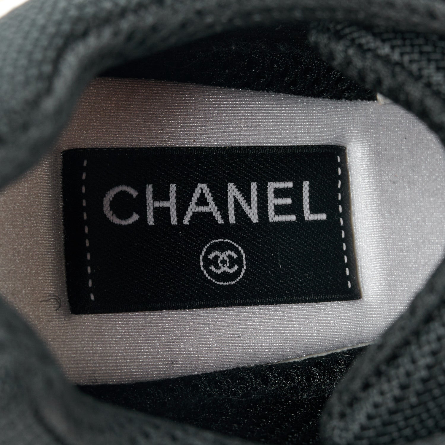 Chanel Mesh Suede Calfskin Womens CC Sneakers 38 White Black Beige Gold 7 of 8