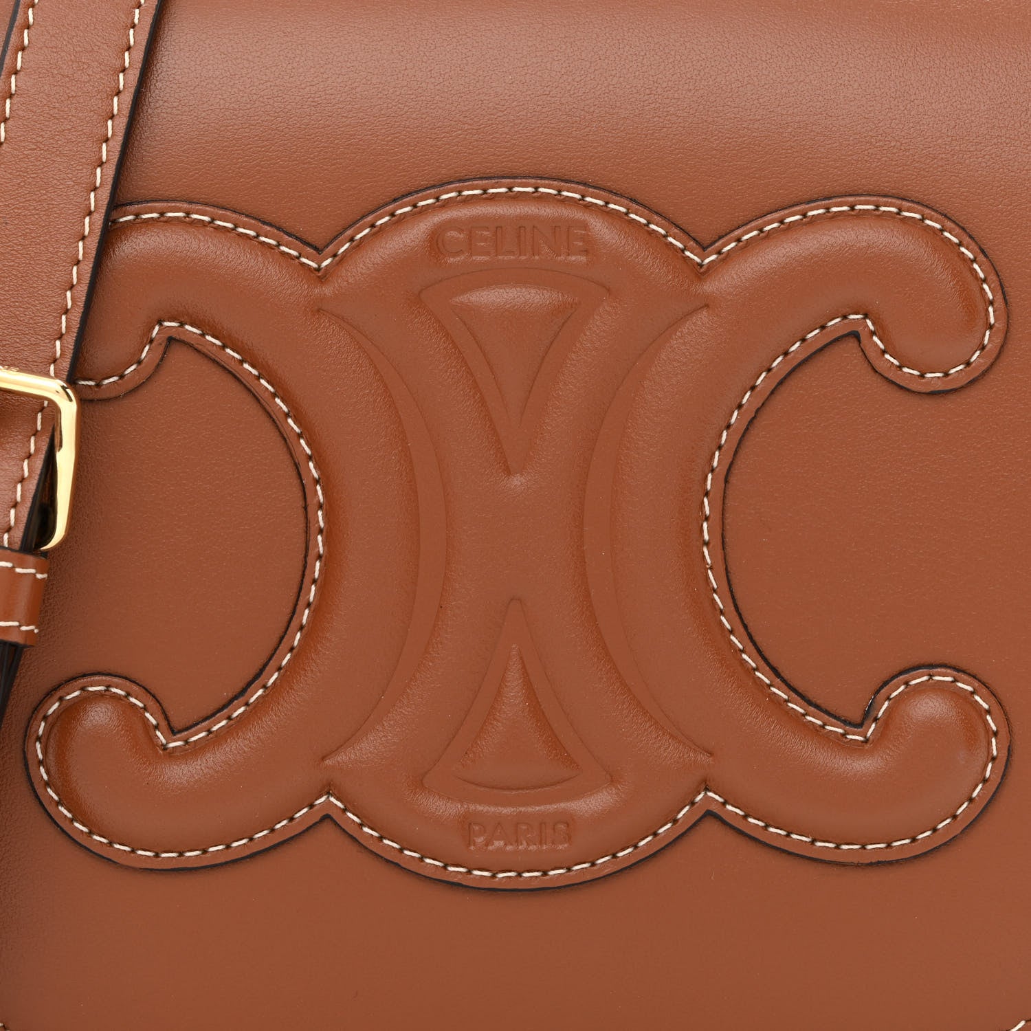 Celine Smooth Calfskin Cuir Triomphe Folco Crossbody Bag Tan 9 of 11