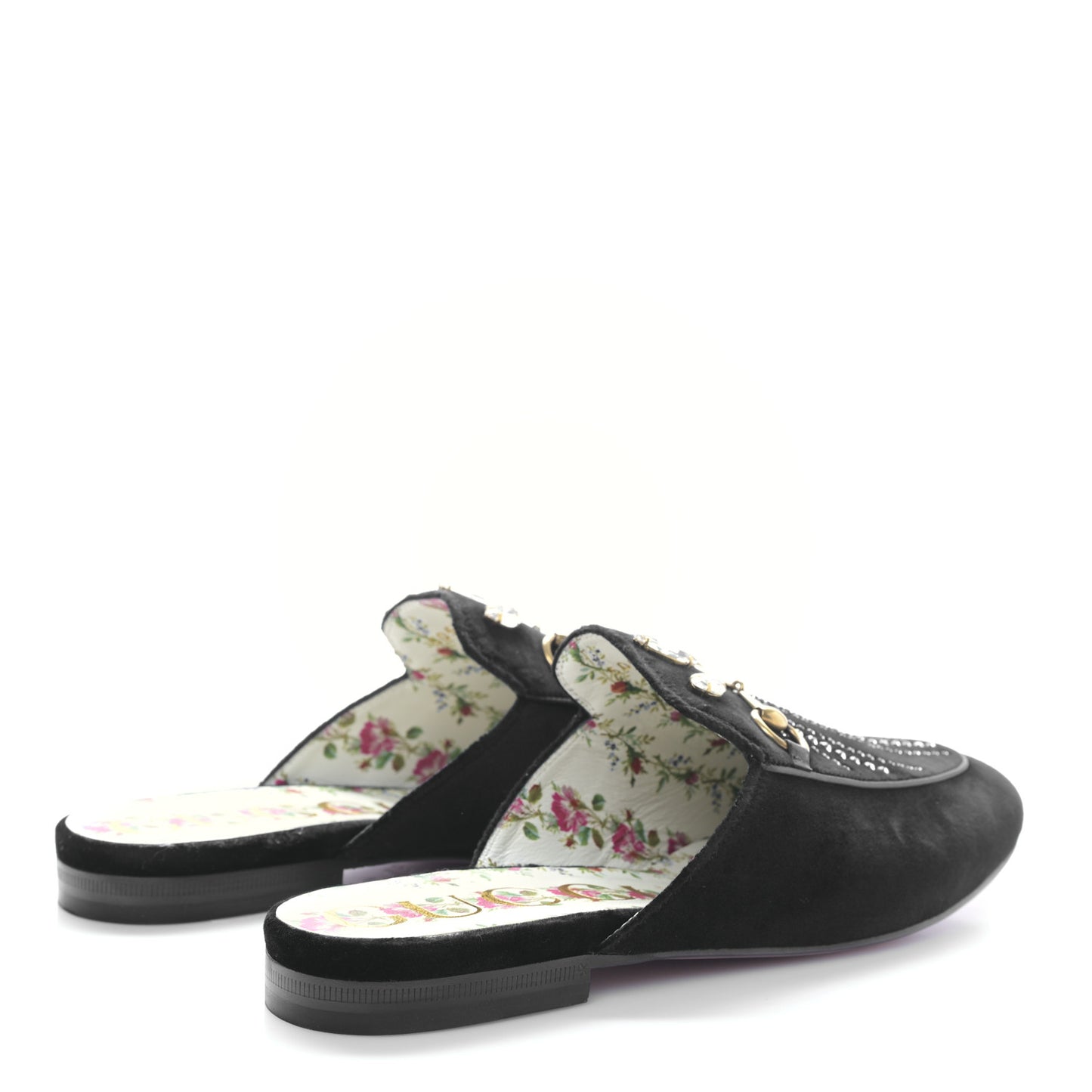 Velvet Marquise Crystals Womens Princetown Slippers 39 Black
