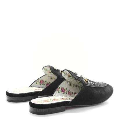 Gucci Velvet Marquise Crystals Womens Princetown Slippers 39 Black 4 of 8