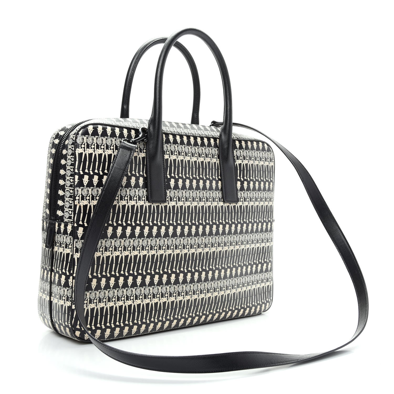 Saint Laurent Grain de Poudre Skeleton Print Medium Museo Briefcase Black 3 of 9