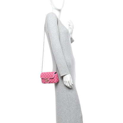 Gucci Tweed GG Monogram Mini GG Marmont Shoulder Bag Pink Red 2 of 12
