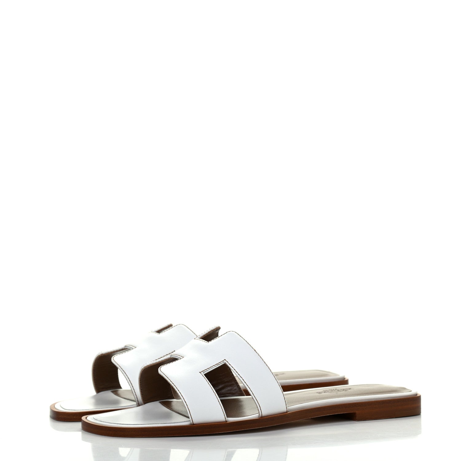 Hermes Box Calfskin Oran Sandals 36 White 3 of 9