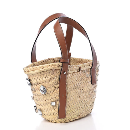 Loewe Raffia Small Stones Basket Tote Bag Natural Tan 3 of 10