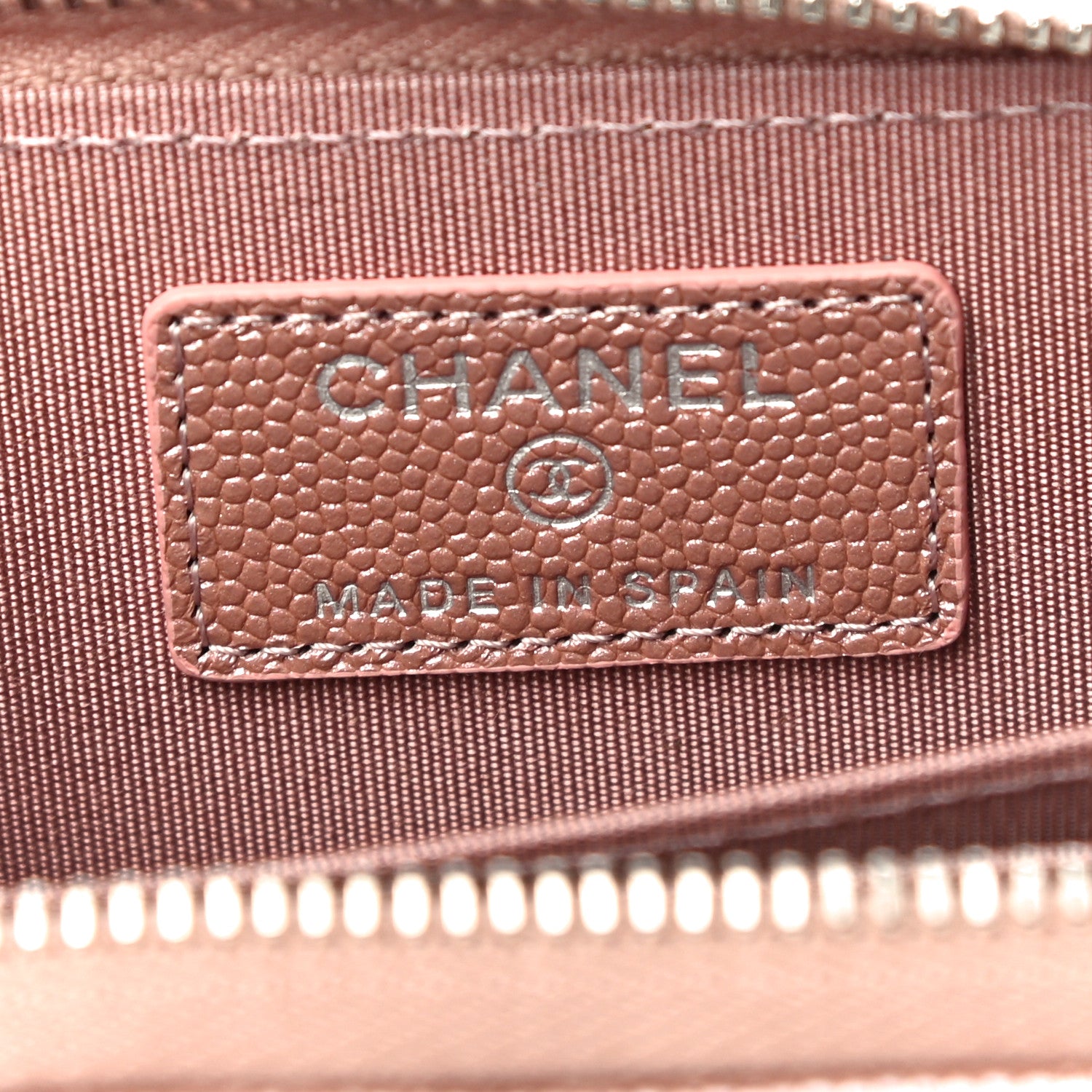 Chanel Metallic Caviar Chevron Quilted Vintage Mademoiselle Zip Coin Purse Pink 6 of 11