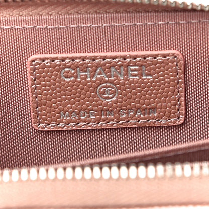 Chanel Metallic Caviar Chevron Quilted Vintage Mademoiselle Zip Coin Purse Pink 6 of 11