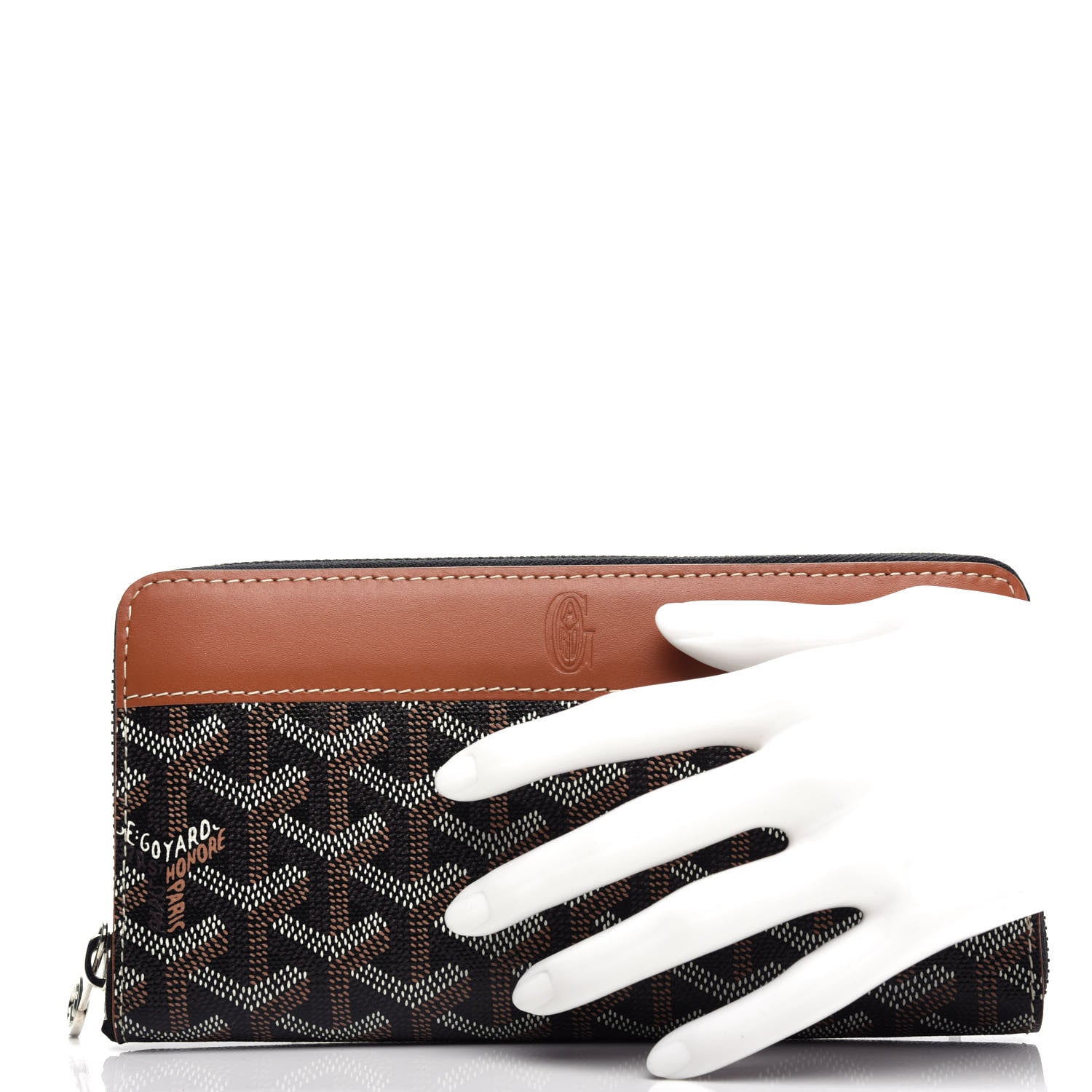 Goyard Goyardine Matignon Zip Around GM Wallet Black Gold 2 of 7
