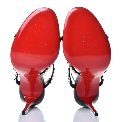 Christian Louboutin Shiny Nappa Suede Galeria 100 Sandals 38.5 Black Silver 5 of 9