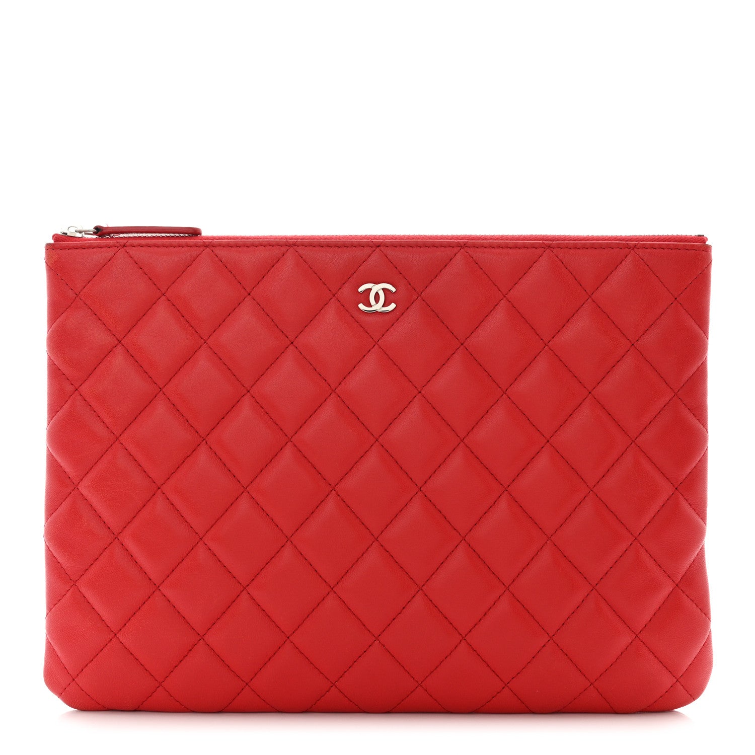 Chanel Lambskin Quilted Medium Cosmetic Case Red 1 of 12