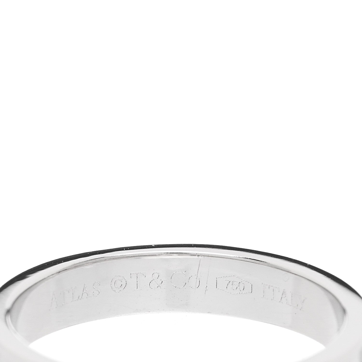 Tiffany 18K White Gold Diamond Atlas Solitaire Band Ring 46 3.75 4 of 5