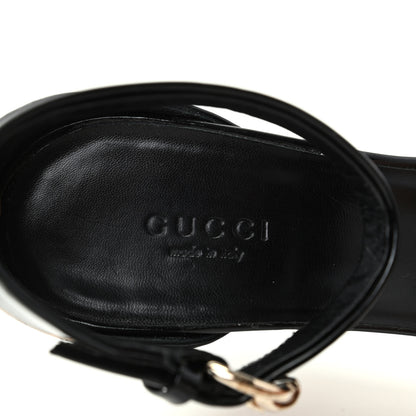 Gucci Vitello Vernice Cork Wedge Sandals 8 Black Naturale 8 of 11