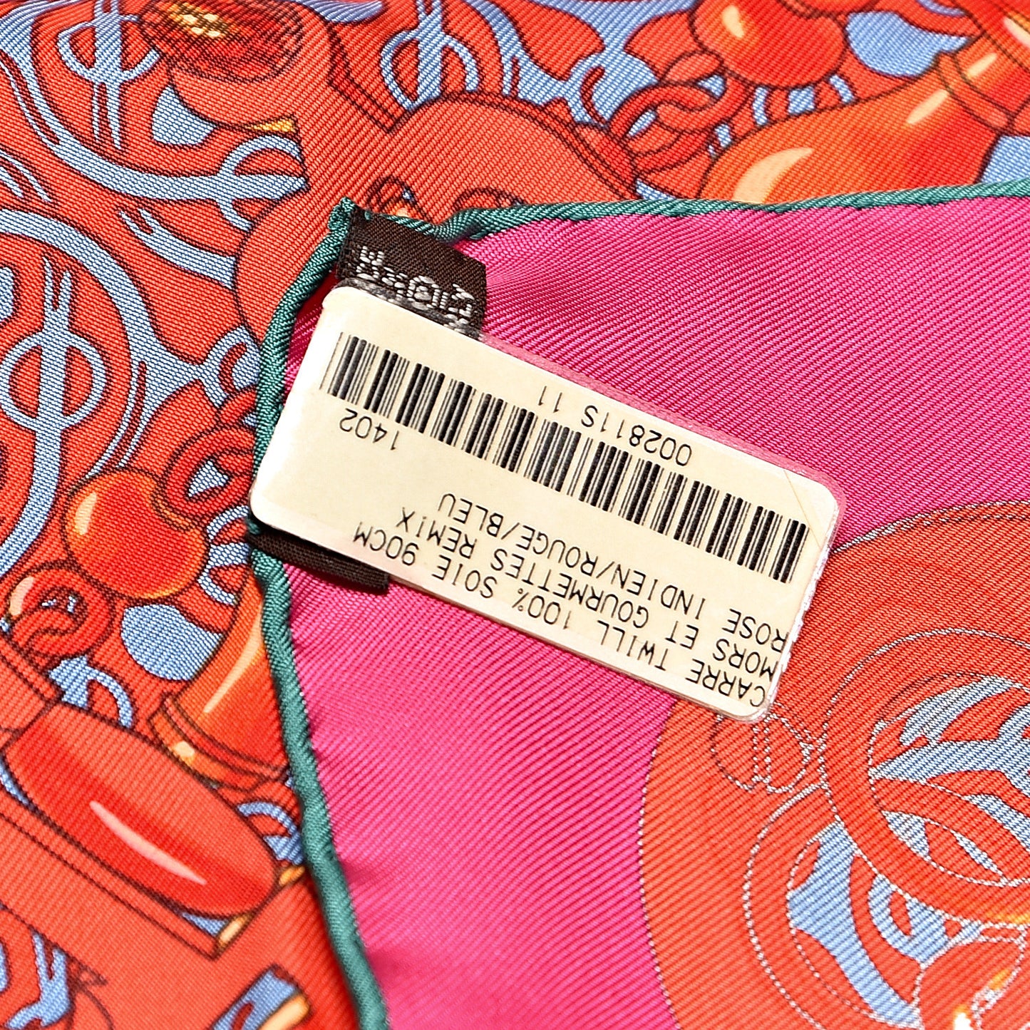 Silk Mors et Gourmettes Remix Scarf 90 Rose Indien Rouge Bleu